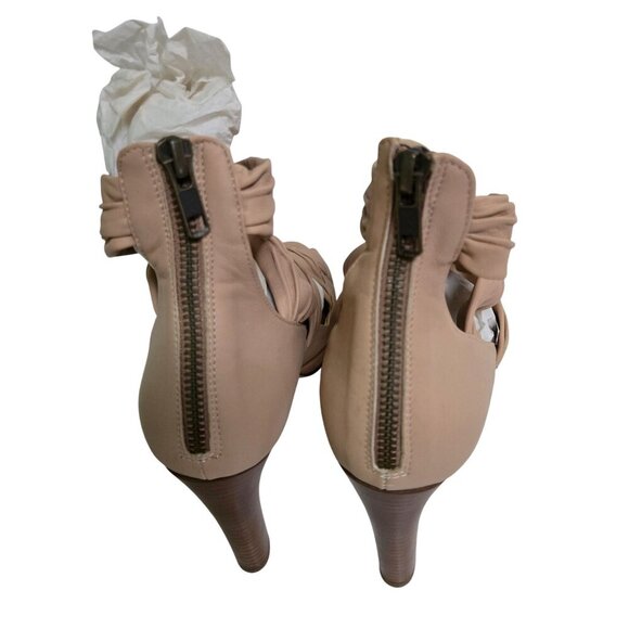 J.Crew NWOT Neutral Leather Peep Toe Platform Strappy Zip Sandals Size 9 - Picture 4 of 6